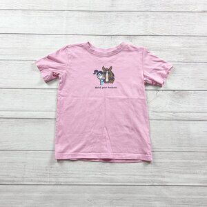 Life Is Good Kids Pink Graphic Horse Tee “Hold Your Horses” S 6